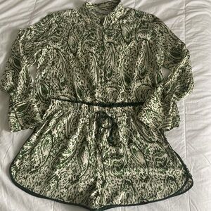 Zara Green and Cream Patterned Shirt